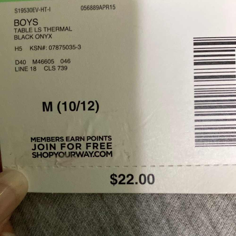 Children’s thermal shirt in black, long sleeves